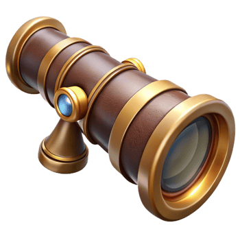 rare contemporary Ultra-detailed, professional render of a steampunk spyglass with brass and leather accents Hyper-specific, isolated cutout with Transparent Background professional png
