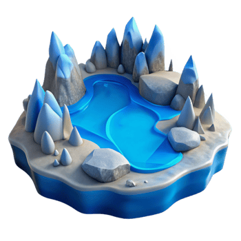 wonderful creative Icy Inlet Landscape Isolated with Blue Hues original png
