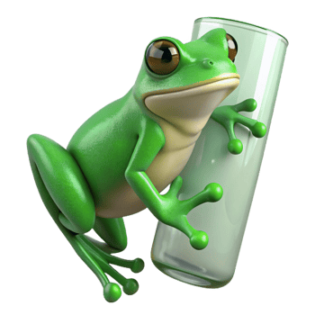 rare bohemian Green tree frog, clinging to glass, with Transparent Background top-tier png