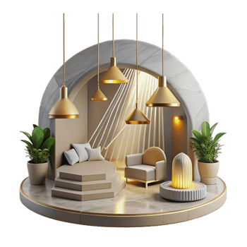 magnificent traditional Interior Design with Light Beams Isolated professional png