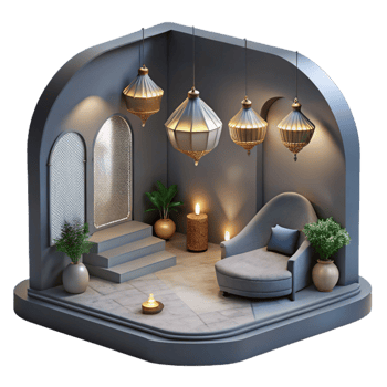 serene artistic Interior Space with Dramatic Lighting Cutout high resolution png