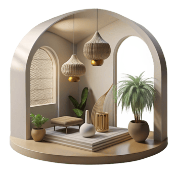 stunning artistic Interior Space with Light and Shadow Cutout professional png