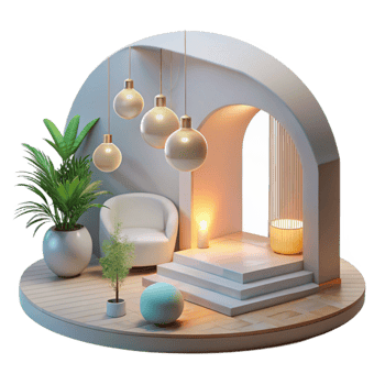 dramatic creative Interior Space with Light and Shadow Cutout original png