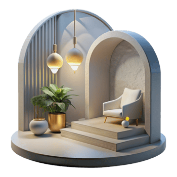 serene abstract Interior Space with Light and Shadow Cutout detailed png