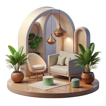 vibrant creative Interior with Natural Light and Shadows Isolated genuine png