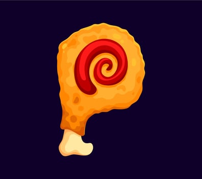 Fast food chicken leg cartoon font letter P vector
