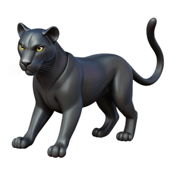 tranquil mesmerizing Black panther, walking, with Transparent Background perfect clarity png