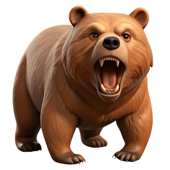 magnificent nostalgic bohemian Grizzly bear, roaring, with Transparent Background flawless png