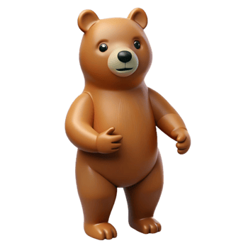 spectacular harmonious modern Brown bear, standing on hind legs, with Transparent Background genuine png