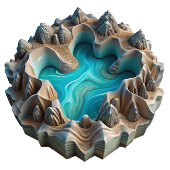 extraordinary vintage Intricate Fractal Fjord Cutout Transparent Background authentic png
