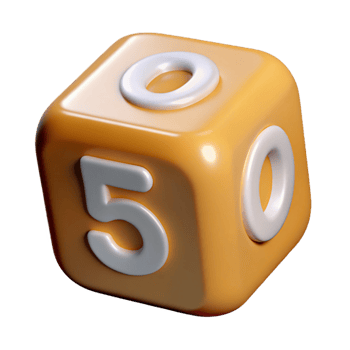 stunning bold futuristic Professional render of a single dice, showing the number five Isolated cutout with Transparent Background high quality png