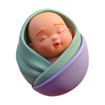impressive iconic Sleeping newborn baby wrapped in a blanket with Transparent Background png