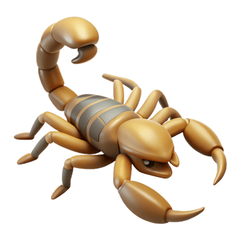 striking modern Scorpion, desert, tail raised, with Transparent Background handcrafted png