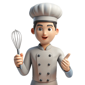 beautiful exemplary Chef in uniform holding a whisk with Transparent Background png