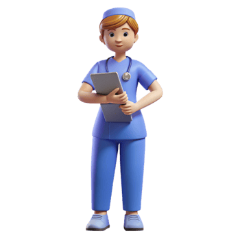 sumptuous mysterious geometric Nurse in scrubs with a clipboard with Transparent Background crisp png