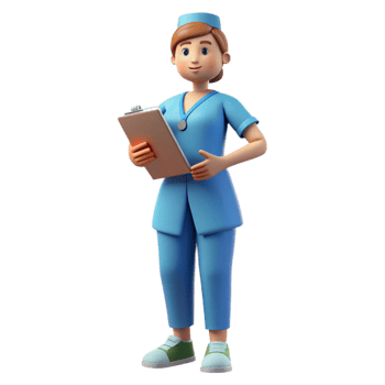 immaculate peaceful classic Nurse in scrubs with a clipboard with Transparent Background high resolution png