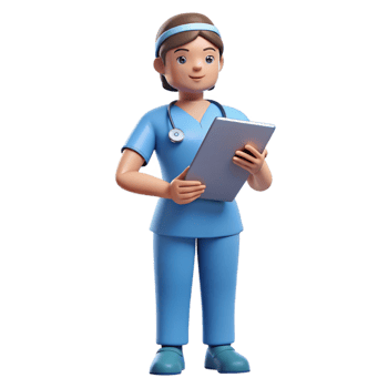 sumptuous playful nordic Nurse in scrubs with a clipboard with Transparent Background sharp png