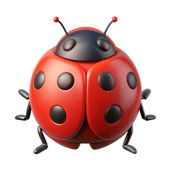 vibrant timeless Ladybug, red with black spots, with Transparent Background png