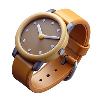 notable victorian Concept art style, isolated cutout of a single classic wristwatch with leather strap with Transparent Background gallery standard png
