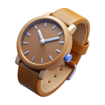 distinguished geometric Concept art style, isolated cutout of a single classic wristwatch with leather strap with Transparent Background fine detail png