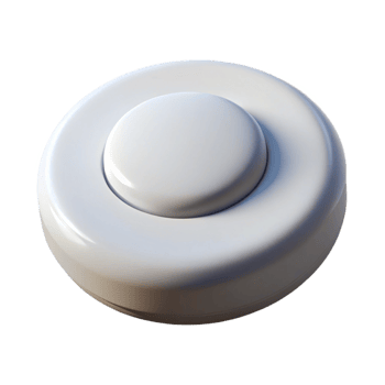 notable futuristic Professional render of a single button, round, white Isolated cutout with Transparent Background luxury png