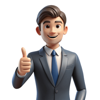 exemplary industrial Businessman in suit giving a thumbs up with Transparent Background detailed png
