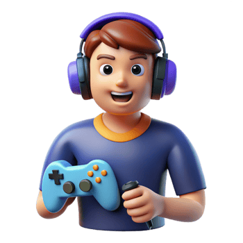 gorgeous passionate traditional Gamer with headphones and controller with Transparent Background masterfully captured png
