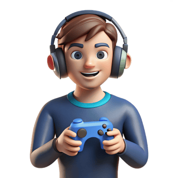 alluring harmonious creative Gamer with headphones and controller with Transparent Background studio quality png