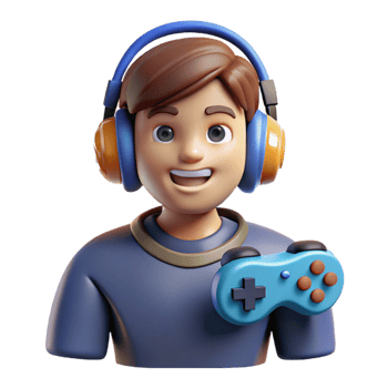 gorgeous exceptional Gamer with headphones and controller with Transparent Background png