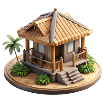stunning vintage Island Sundowner Bungalow Isolated on Transparent Background professional png