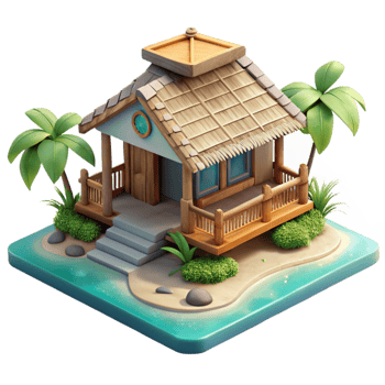 vibrant vintage Island Sundowner Bungalow Isolated on Transparent Background original png