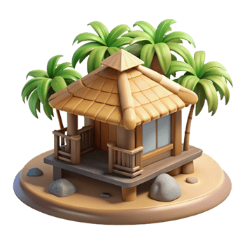 beautiful classic Island Sundowner Bungalow Isolated on Transparent Background professional png