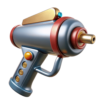 impressive tranquil gothic Retro ray gun with chrome finish and wooden handle with Transparent Background perfect clarity png