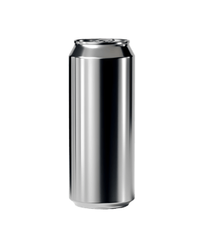 Sleek aluminum beverage container with reflective metallic surface display png