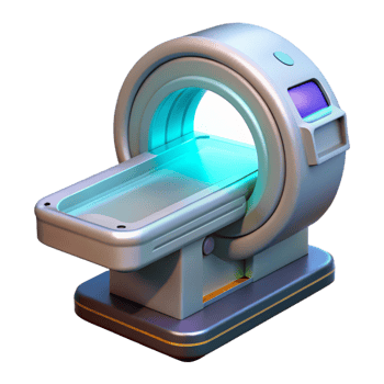 radiant melancholic geometric Advanced medical scanner device with holographic display interface with Transparent Background high resolution png