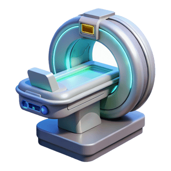 hypnotic contemporary Advanced medical scanner device with holographic display interface with Transparent Background handcrafted png