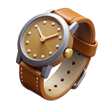 timeless bohemian Concept art style, hyper-specific professional render of a vintage wristwatch with a leather strap with Transparent Background top-tier png