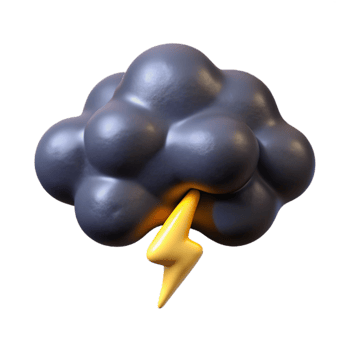 serene modern Isolated Dark Storm Cloud with Lightning Bolt detailed png