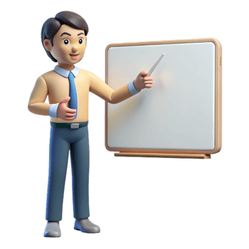 memorable creative Teacher pointing at a whiteboard with Transparent Background ultra HD png