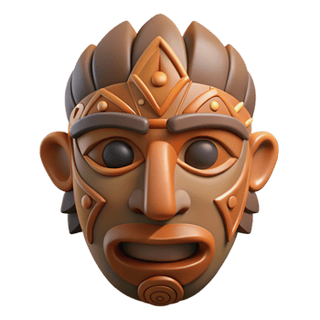 inspired elegant A stylized tribal mask with intricate carvings with Transparent Background original png