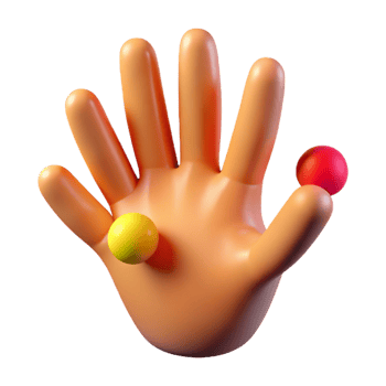 playful extraordinary A single, stylized human hand reaching out, composed of abstract shapes, with Transparent Background authentic png