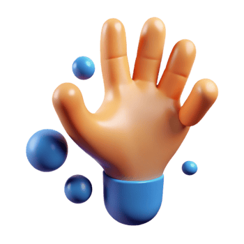 exquisite harmonious creative A single, stylized human hand reaching out, composed of abstract shapes, with Transparent Background museum quality png