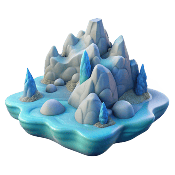 dramatic creative Isolated Fractal Landscape Element Soft Blue Palette detailed png