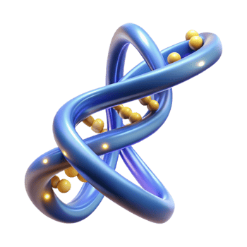 pristine exemplary A spiraling DNA double helix with glowing nucleotides, with Transparent Background png