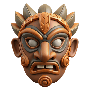 reflective breathtaking A stylized tribal mask with intricate carvings with Transparent Background high resolution png
