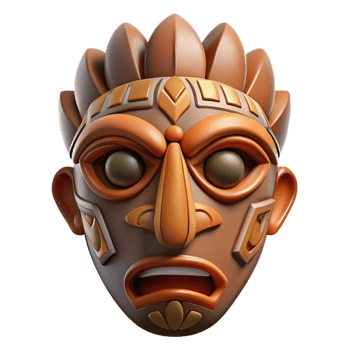 timeless nordic A stylized tribal mask with intricate carvings with Transparent Background impeccable png