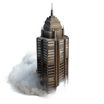 elegant artistic Isolated Skyscraper Silhouette in Fog Cutout Dark Tones png