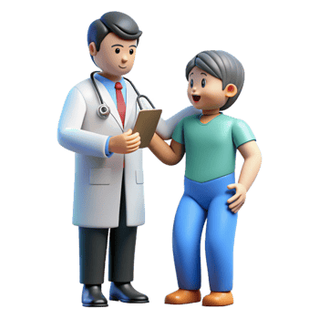 iconic modern Doctor examining a patient with Transparent Background crisp png