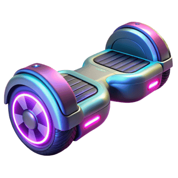 acclaimed traditional Futuristic sports hoverboard with glowing neon accents with Transparent Background studio quality png