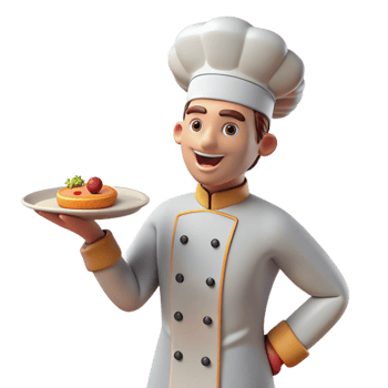 striking energetic art deco Chef holding a plate of food with Transparent Background crisp png